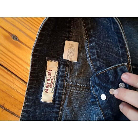 VINTAGE Paris Blues Midi Denim Jean Skirt Front Slit Dark Wash Size 1 - Picture 2 of 8